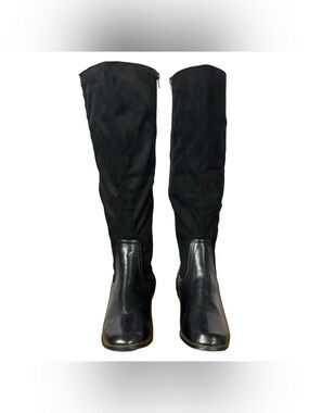 Andiamo Mendy Black Studded Knee-High Riding Boots Velvet Plush Lining